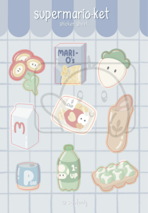 super mario-ket sticker sheet