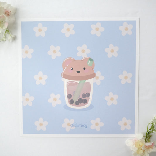 bear boba art print