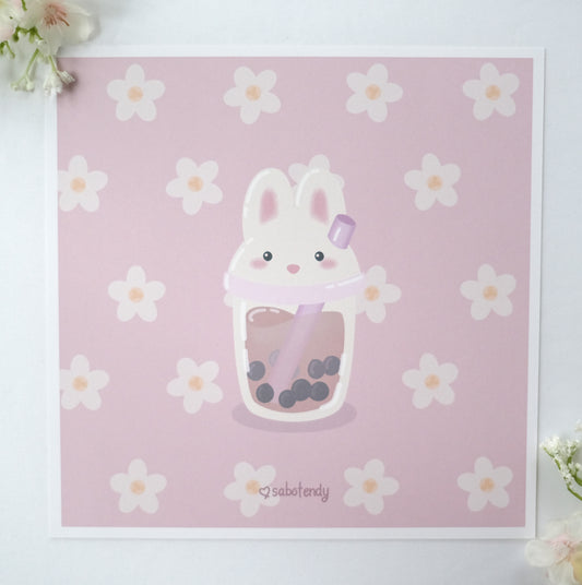 bunny boba art print